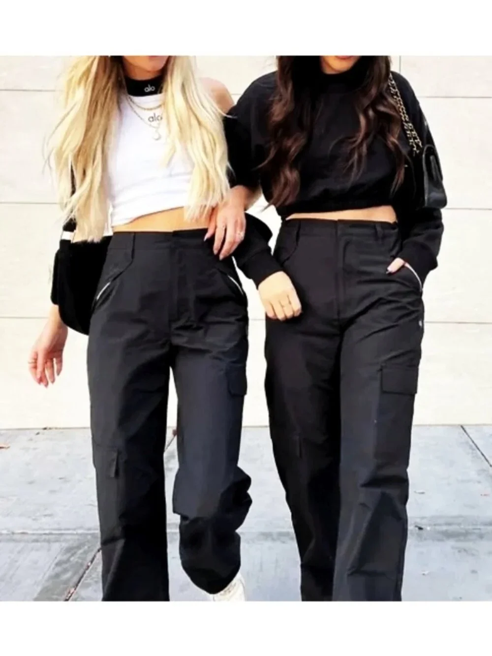 Alo All That Trousers Black High-Rise Waist Waisted Joggers Hiking Outdoor Pants